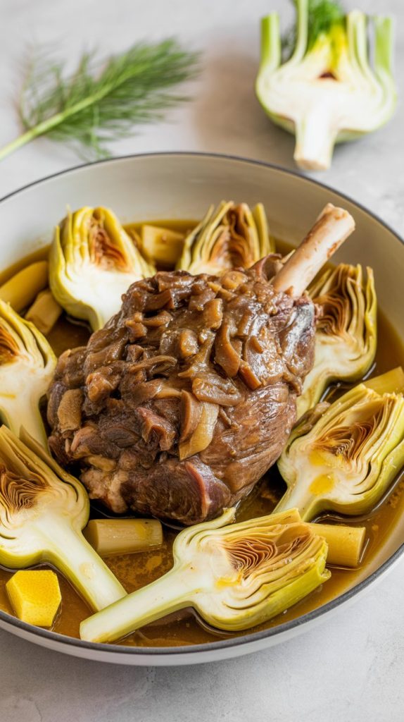 Artichoke and Fennel lamb shoulder