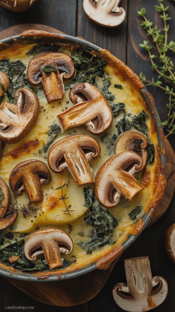 Mushroom and Kale Gratin
